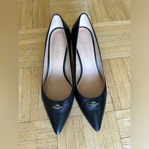 Coach Orla Black Leather Pump, Size 8, Heel Height 2.75”